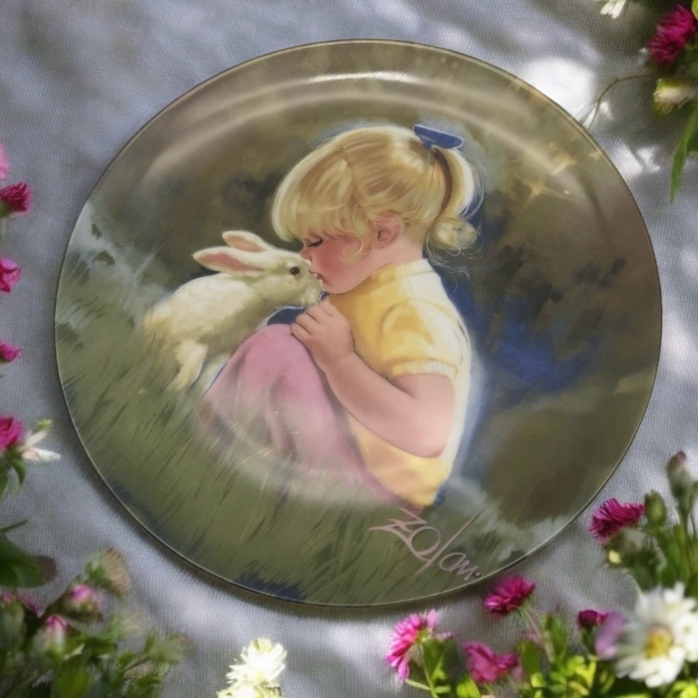 Children & Pets, Donald Zolan Hand Painted Collector’s Plate, Child Themed Decor - Picture 9 of 9